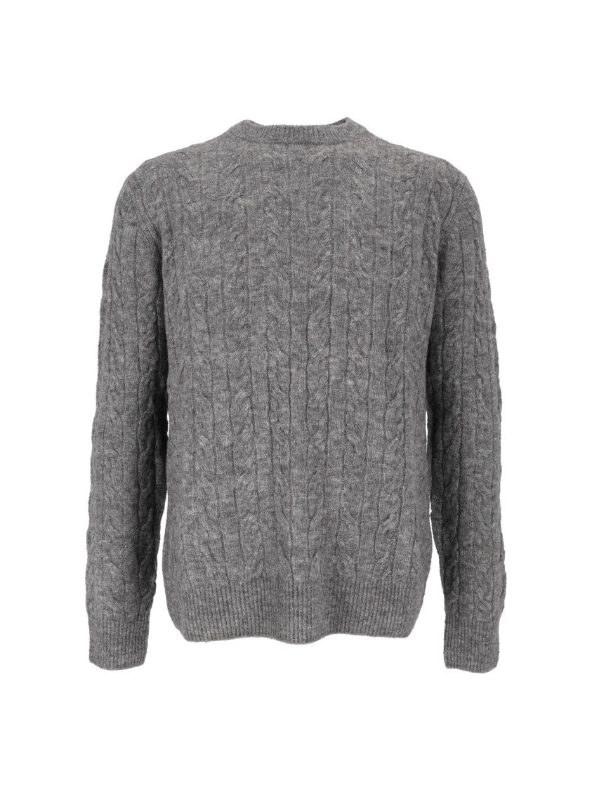 Ballantyne Textured Cable Knit Round Neck Sweater