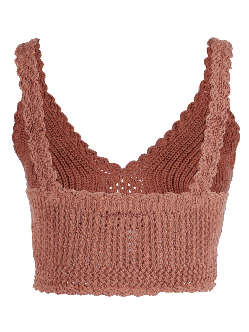 Ermanno Scervino Intricate Crochet-Pattern Knitted Crop Top