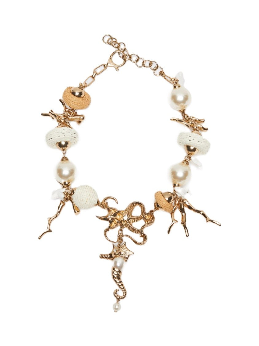 Max Mara Statement Necklace With Coral-Inspired Gold Elements