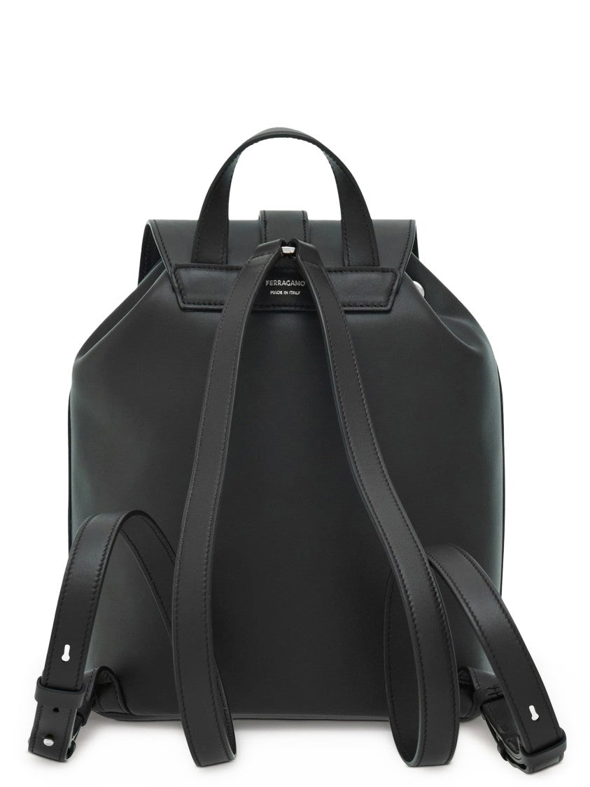 Ferragamo Smooth Calf Leather Backpack With Silver-Tone Buckle