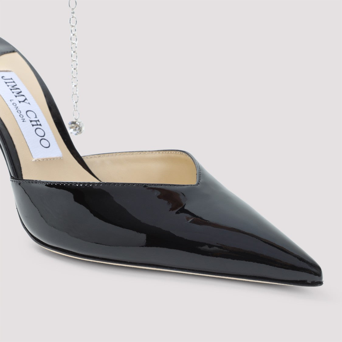 Jimmy Choo Crystal-Embellished Ankle Strap Patent Leather Pumps