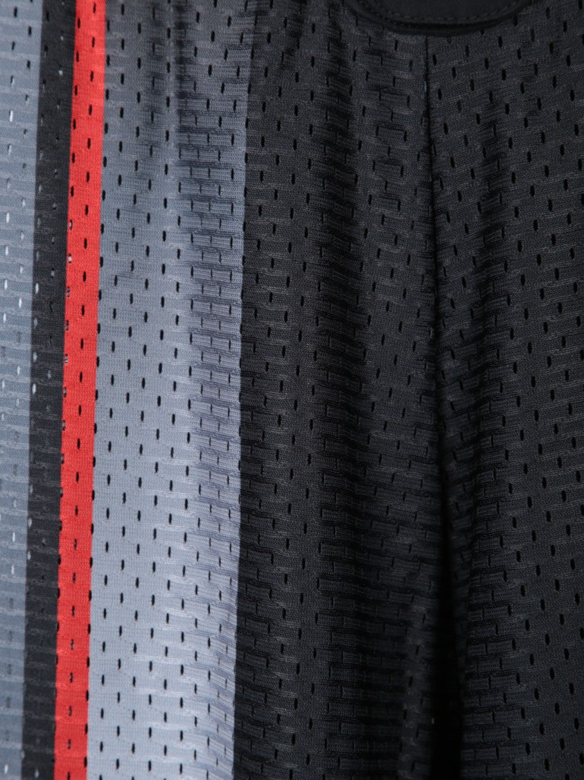 Umbro Breathable Black Bermuda Shorts With Contrasting Red Stripes