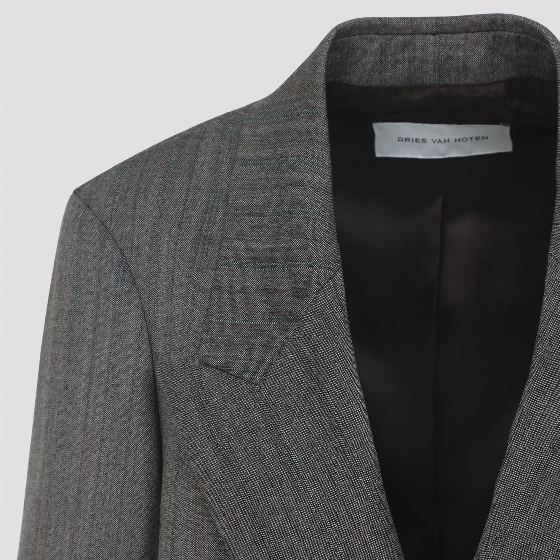 Dries Van Noten Double-Breasted Grey Melange Wool Blink Jacket