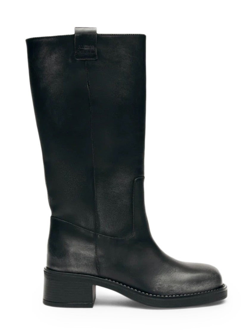 Alohas Mid-Calf Black Leather Boots