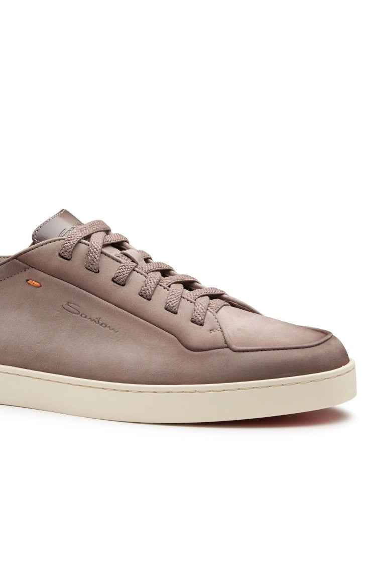 Santoni Tortora Carezza Nubuck Slip-On Sneakers