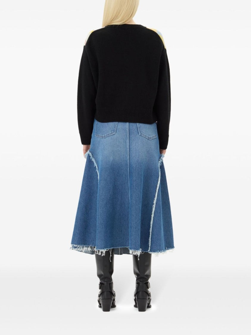 Ganni Argyle Knit Sweater In Recycled Wool