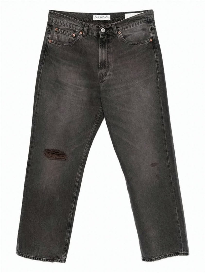 Our Legacy Distressed Black Denim Pants With Relaxed Fit