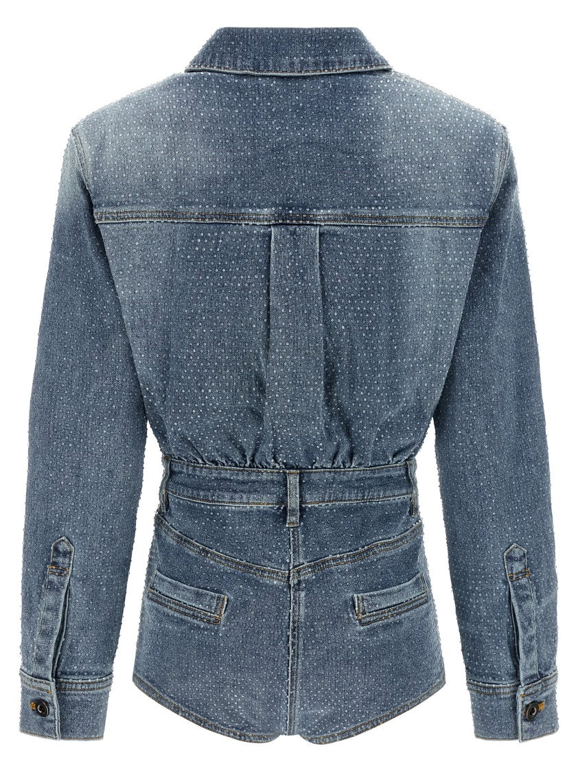 Self-Portrait 'Rhinestone Denim' Jumpsuit