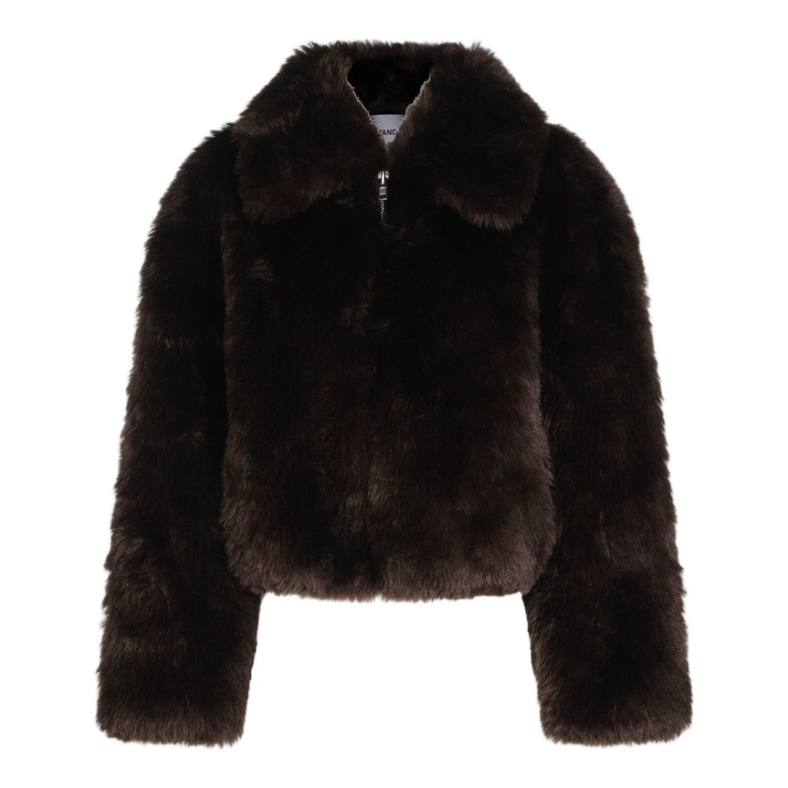 Stand Studio Cropped Wide Collar Faux Fur Coat