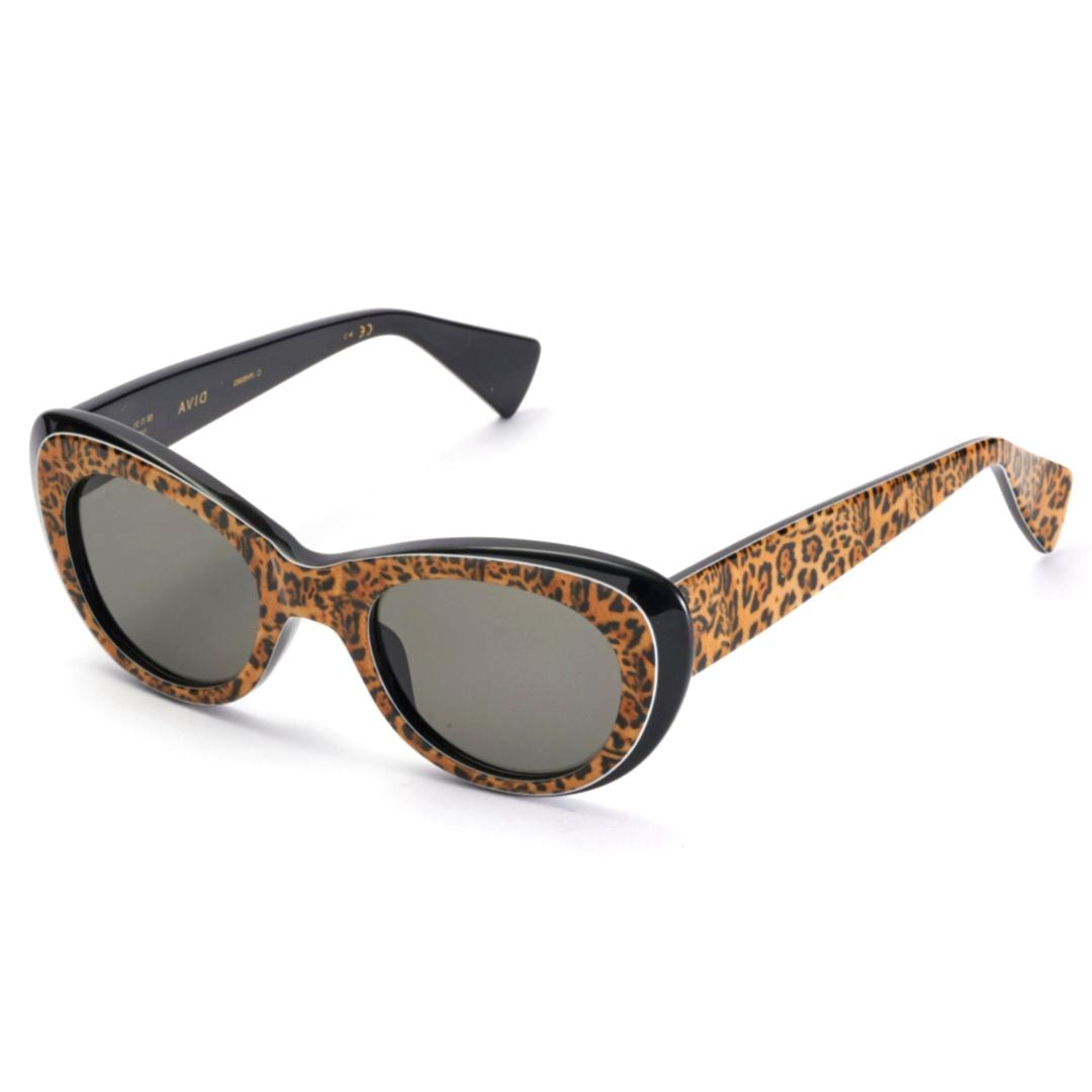 Kador Diva Bold Cat-Eye Sunglasses With Leopard Print Accents
