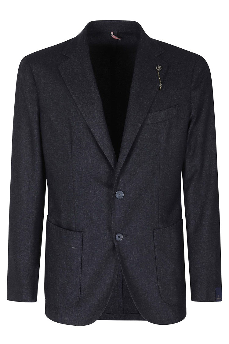Santaniello Blue Felted Wool Unlined Blazer