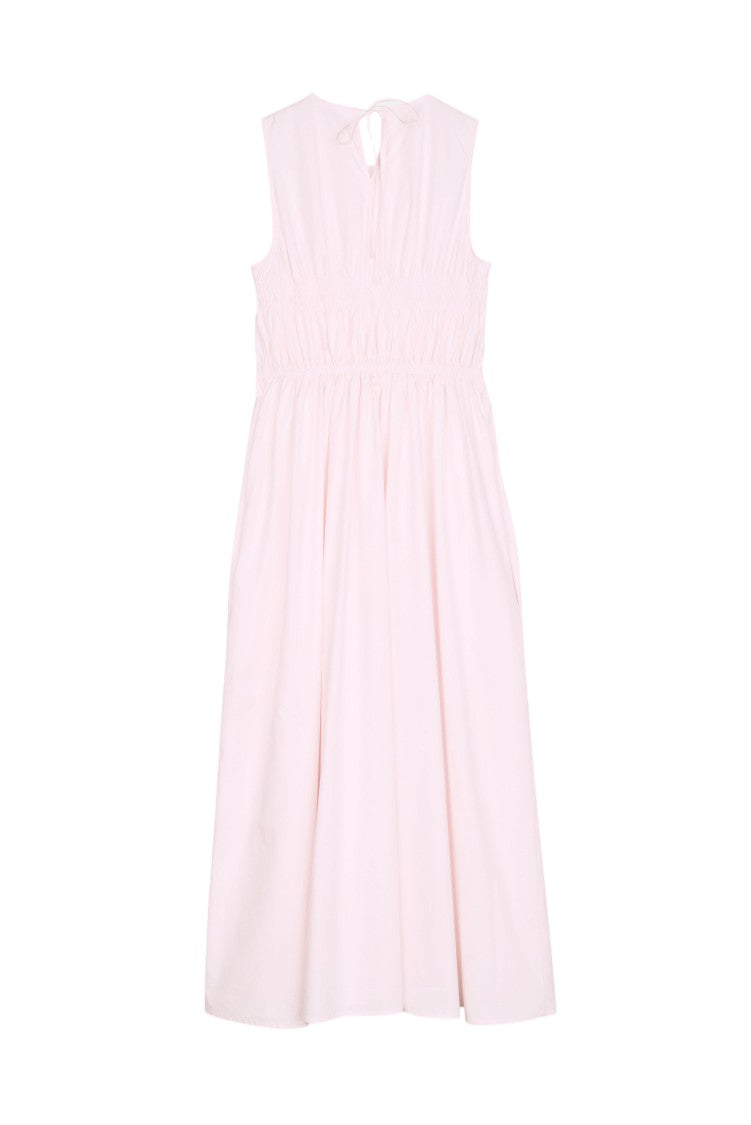 Cecilie Bahnsen Powder Pink Midi Dress With Flared Skirt