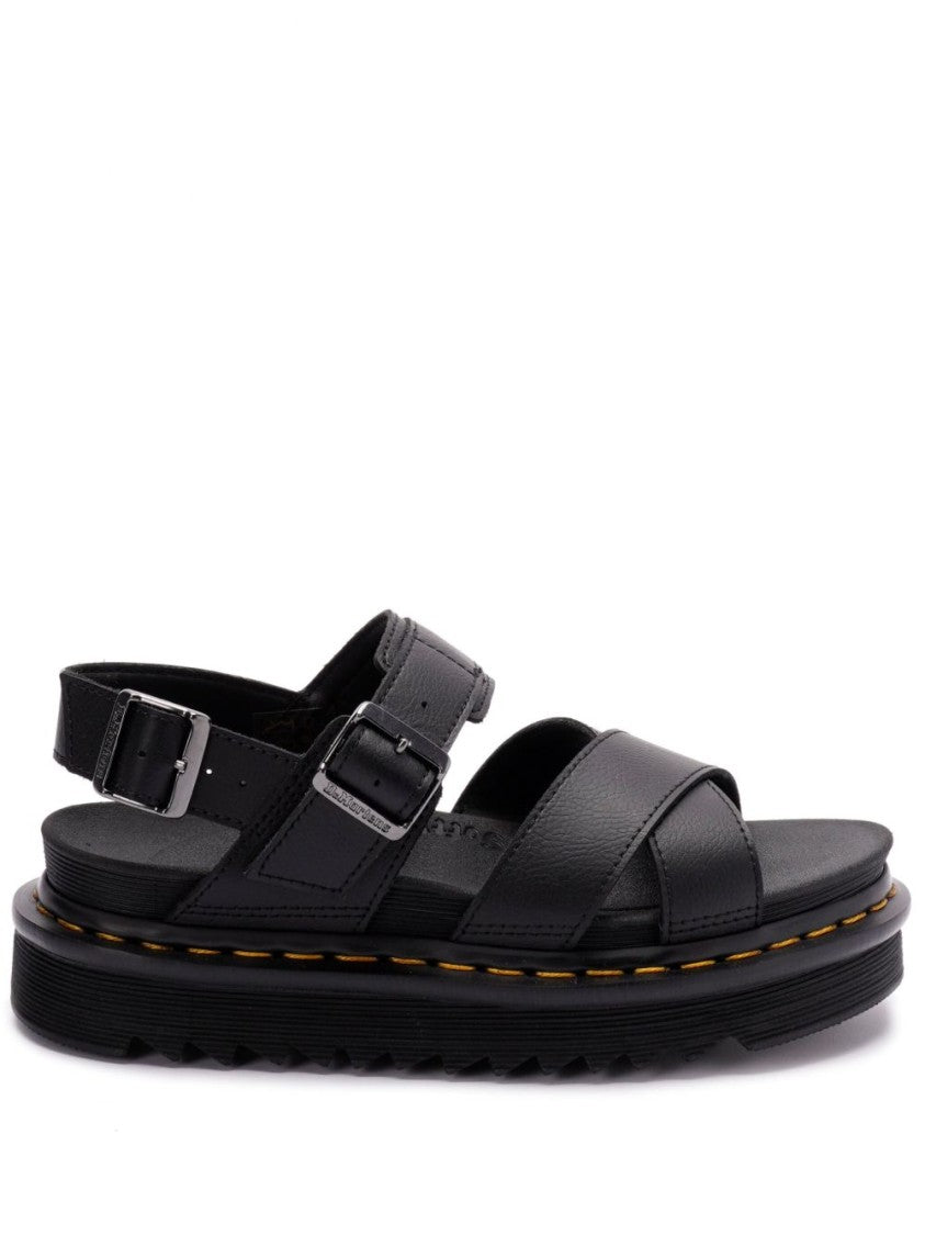 Dr. Martens Matte Black Flat Shoes With Rounded Toe And Low-Profile Sole