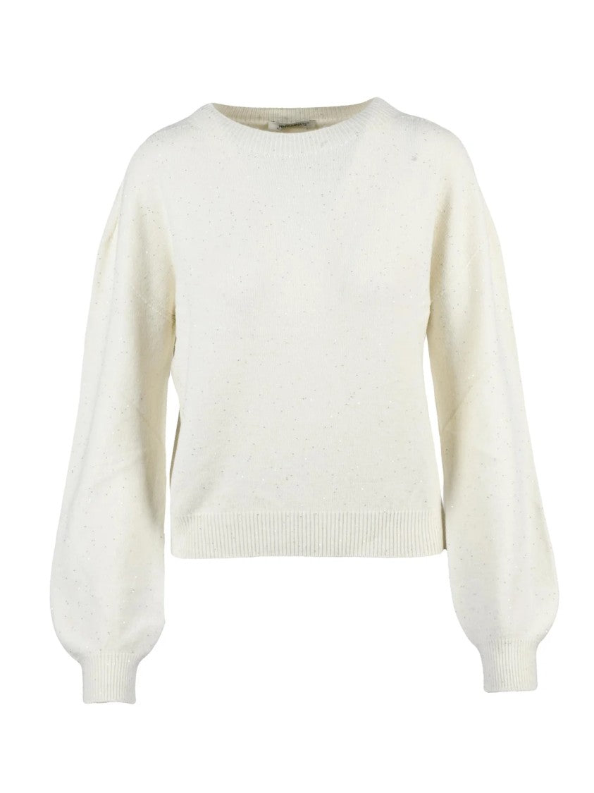 Hinnominate Sequin Detail Crew Neck Sweater With Balloon Sleeves