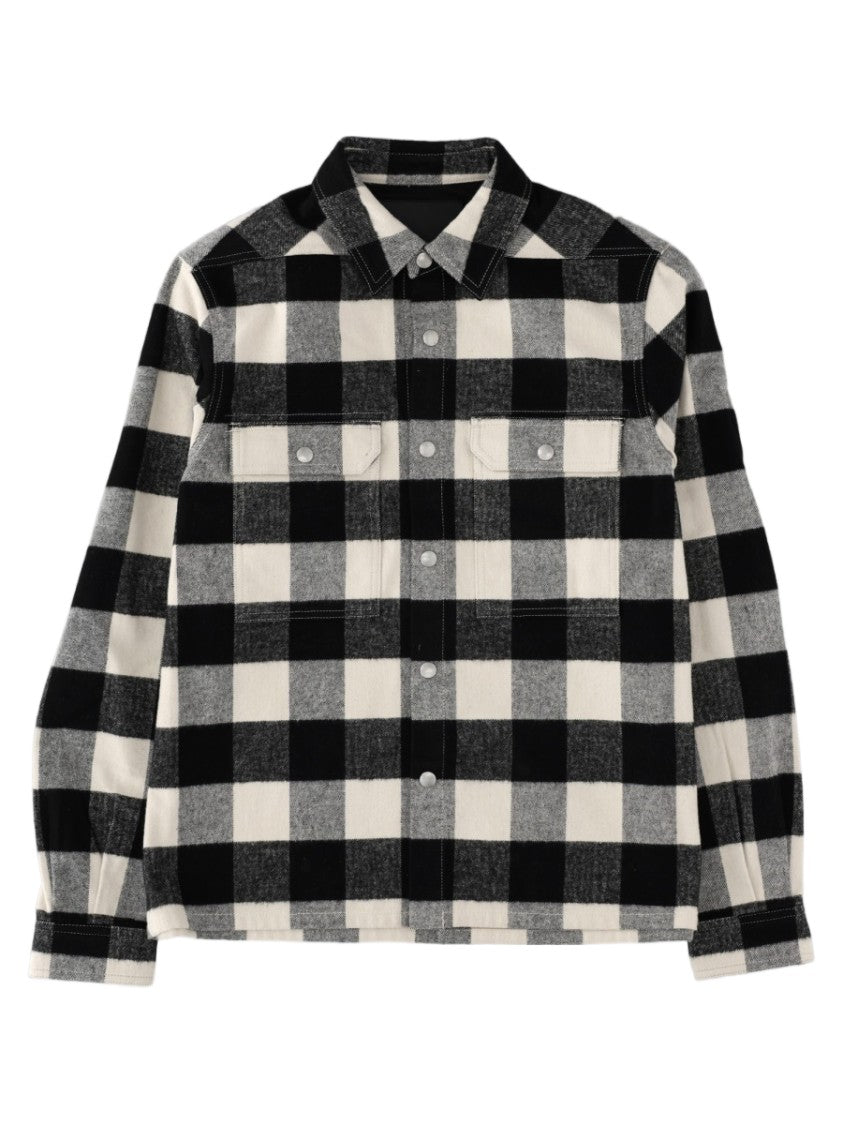 Drkshdw By Rick Owens Black Grey Checkered Long-Sleeve Cotton Shirt