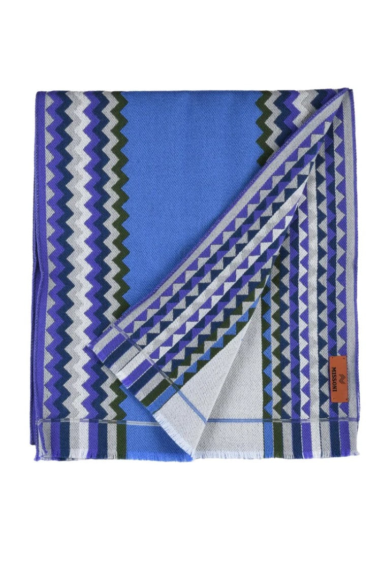Missoni Sky Blue Purple Wool Scarf