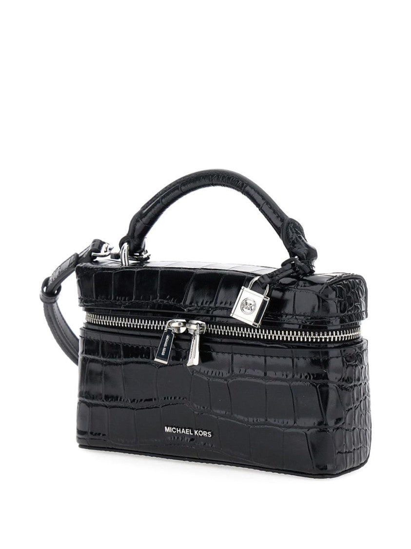 Michael Kors Glossy Croc-Embossed Handbag With Structured Silhouette