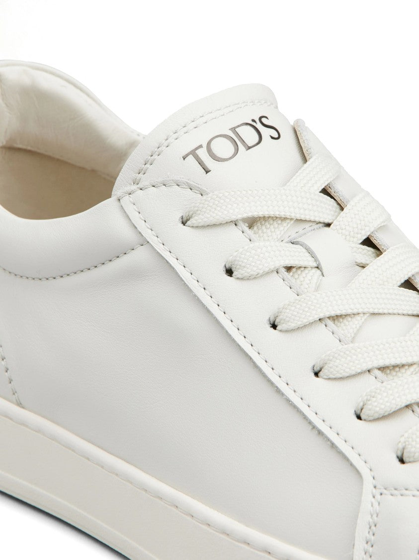 Tod's Classic White Calfskin Lace-Up Sneakers