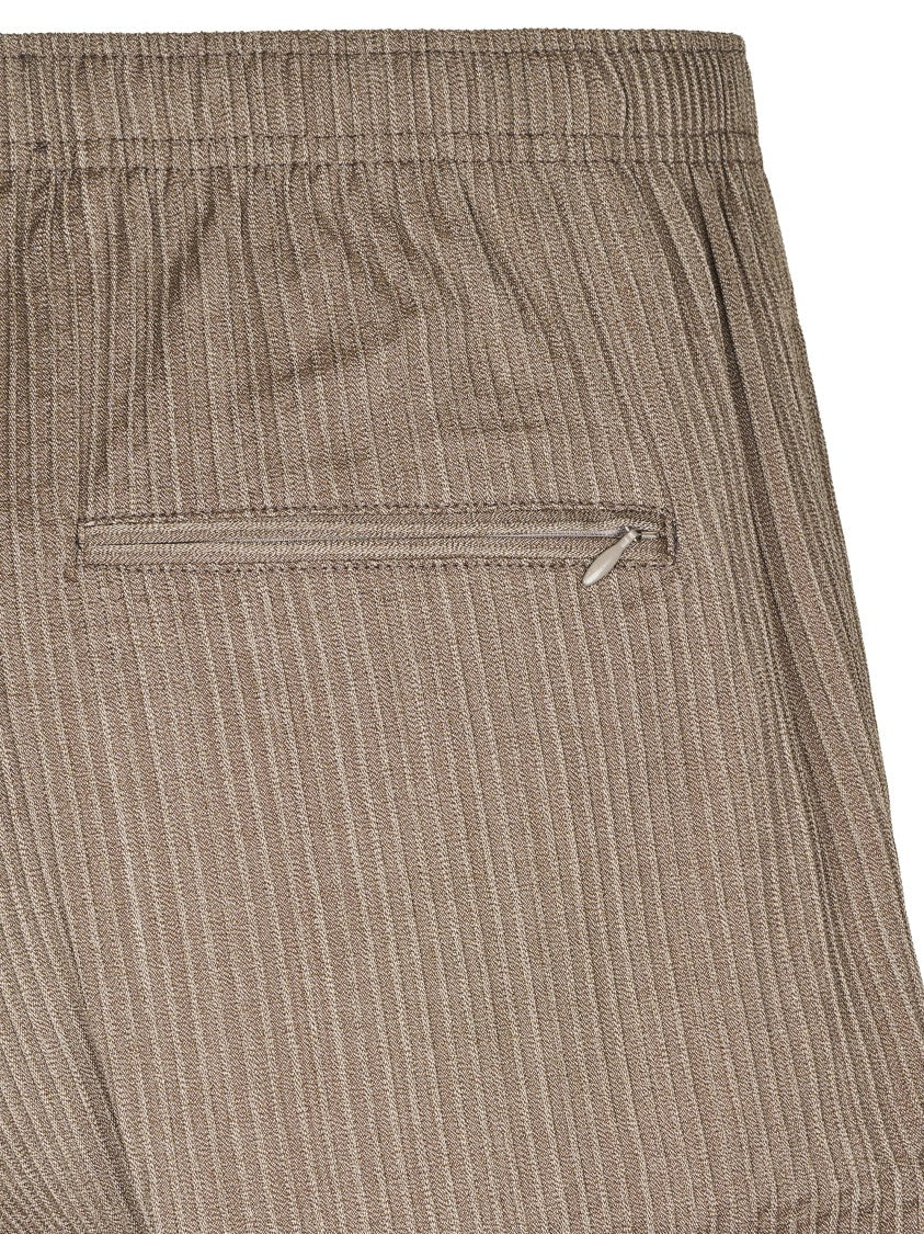 Cellar Door Relaxed-Fit Dove Grey Shorts With Vertical Pinstripe