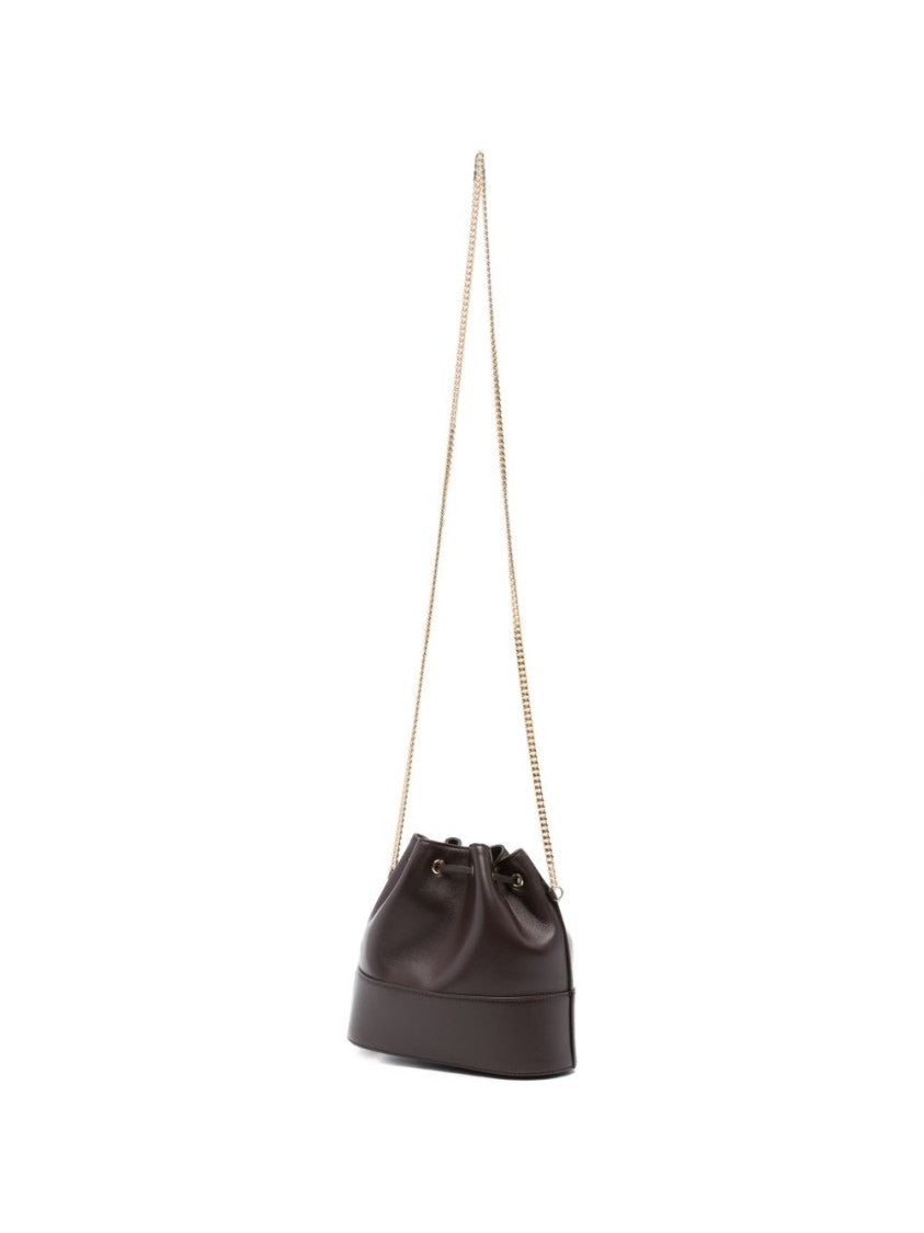Valentino Garavani Brown Smooth Leather Chain Strap Bucket Bag