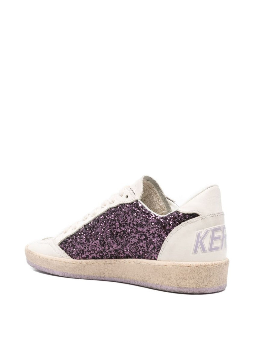 Golden Goose Beige Glitter Detail Leather Sneakers