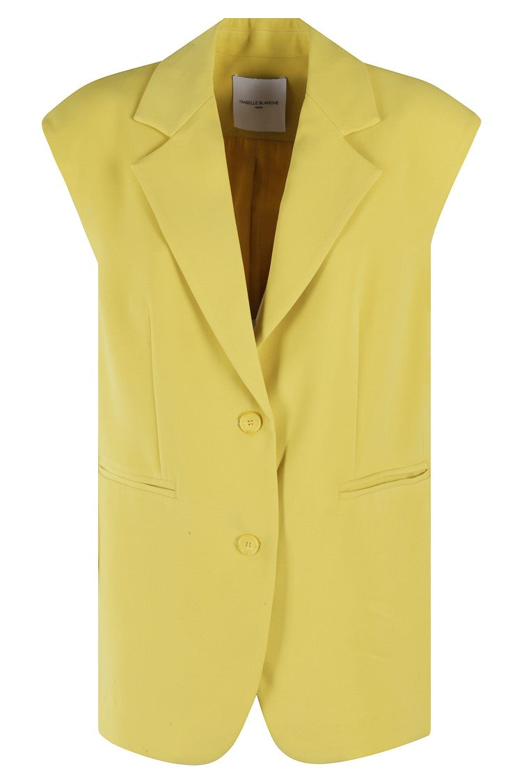 Isabelle Blanche Notched Lapel Gilet In Cady Fabric