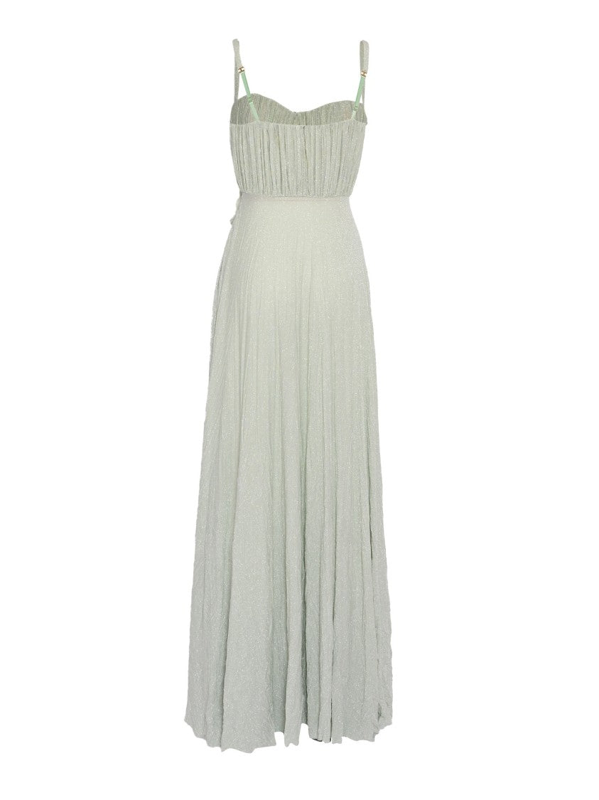 Elisabetta Franchi Sweetheart Maxi Dress With Floral Embellishments