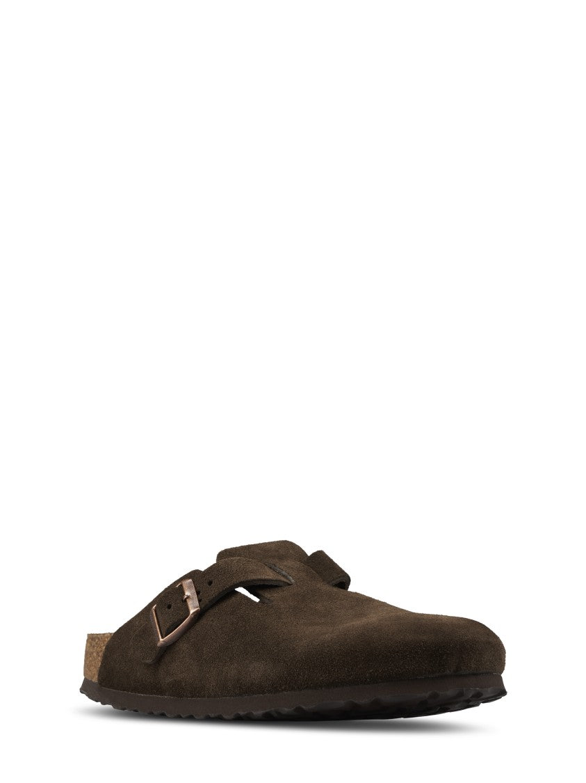 Birkenstock Mocca Boston Sfb Adjustable Buckle Suede Mules
