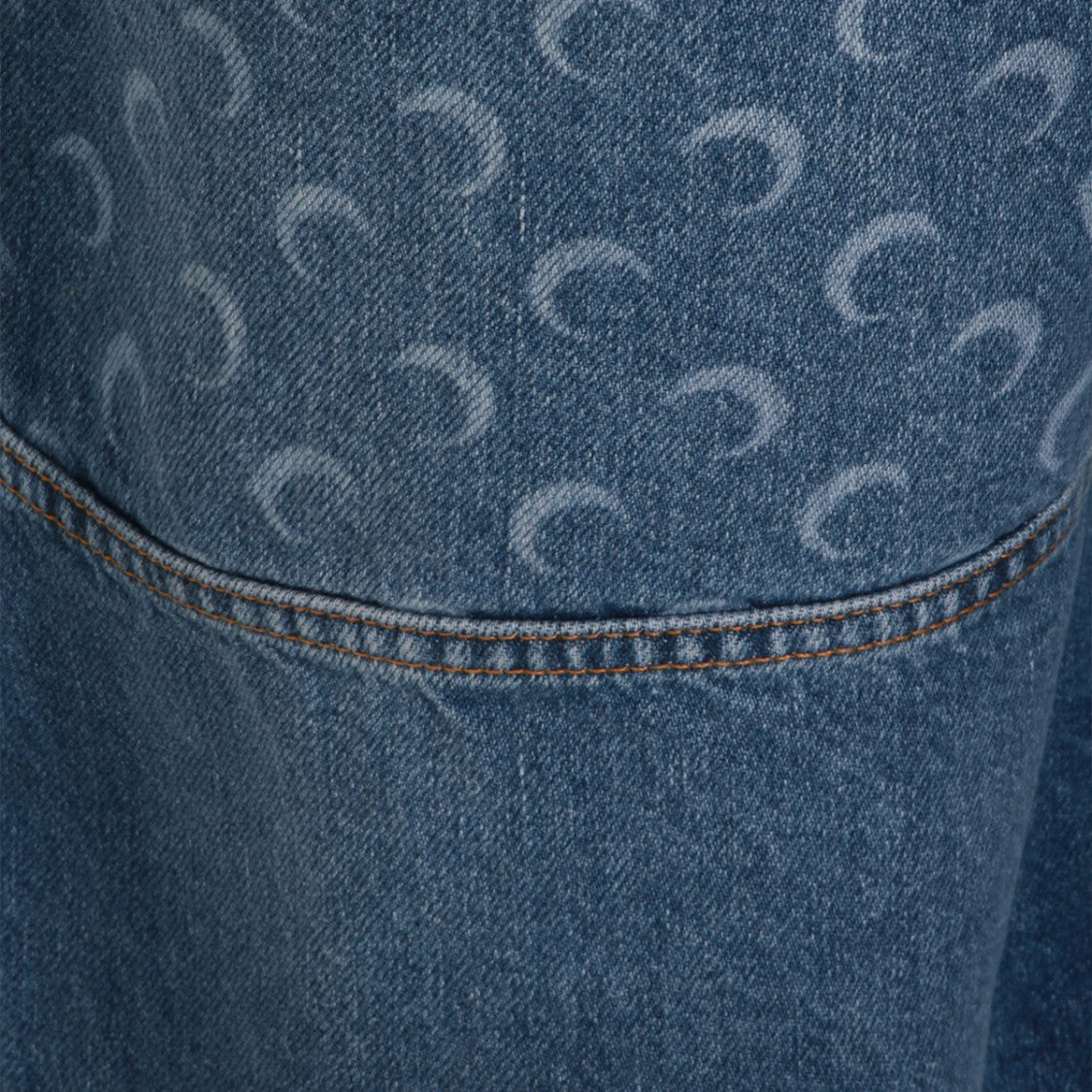 Marine Serre Mid-Length Denim Shorts With Crescent Moon Pattern
