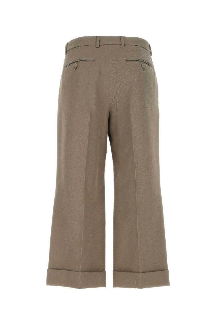 Gucci Mud Wool Cropped Cut Pant
