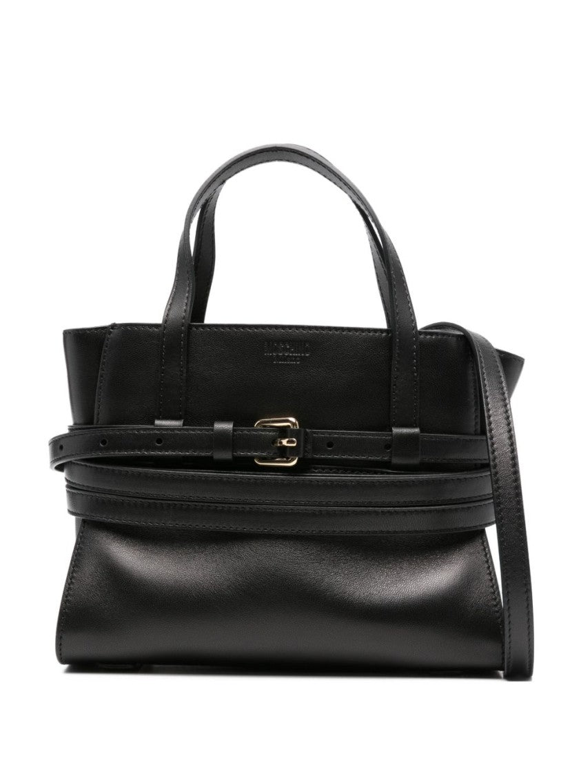 Moschino Black Structured Buckle Folded Detail Bag