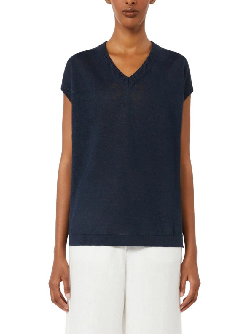Max Mara Relaxed Fit Sleeveless Knit Vest With V-Neckline