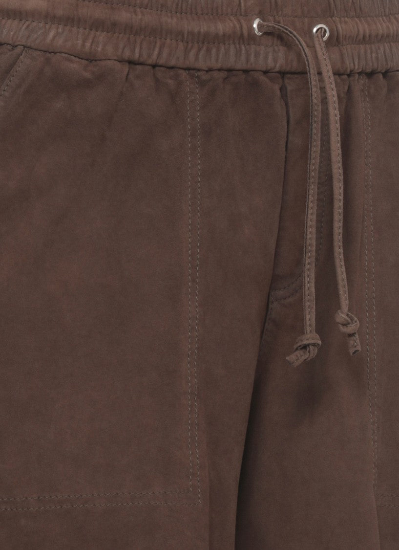 Parosh Brown Marfa Drawstring Suede Shorts