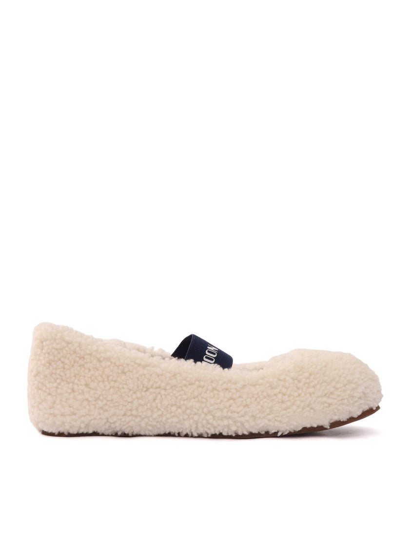 Moon Boot Mb Shearling Elastic Strap Flats