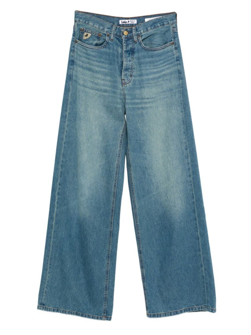 Iois Wide-Leg Blue Jeans With High Waist