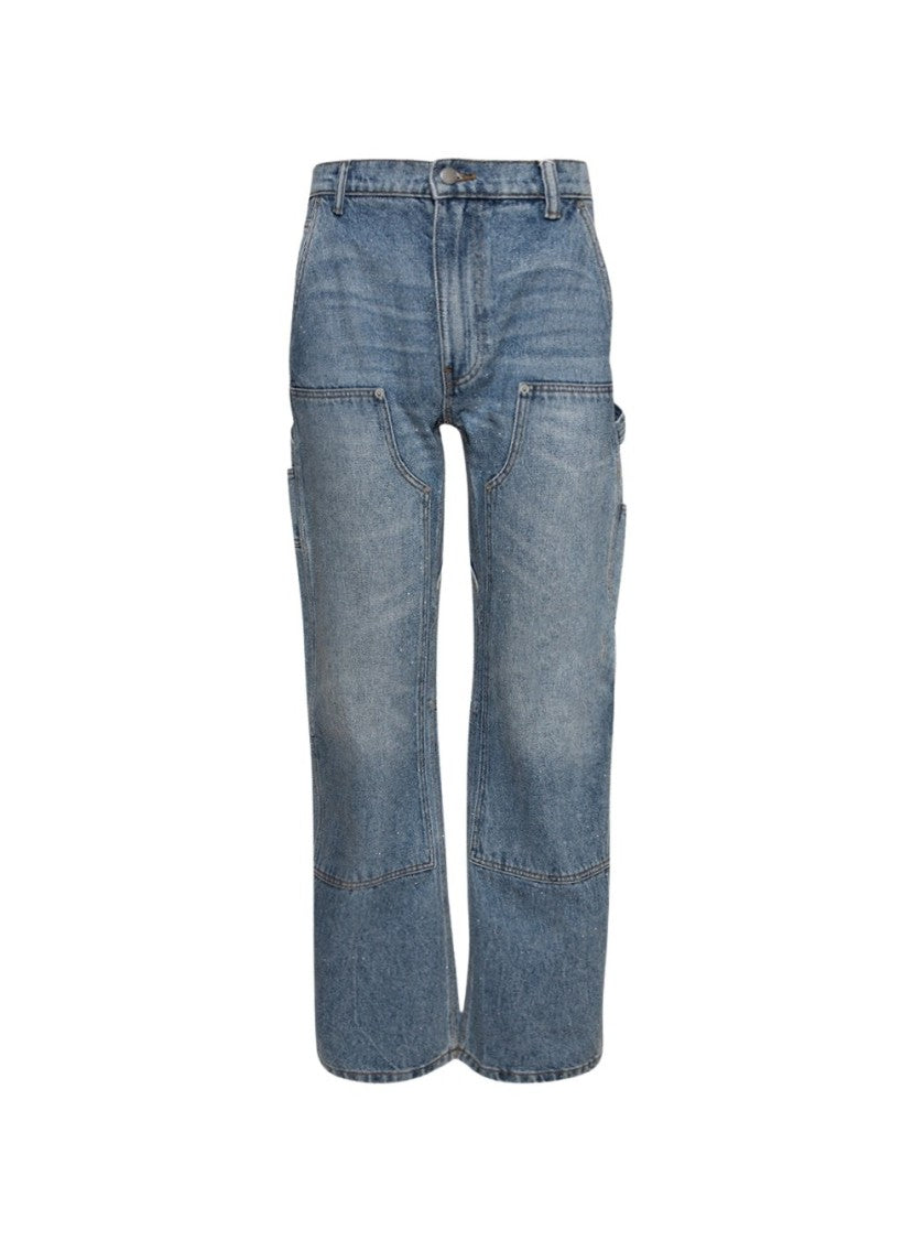 Alexander Wang High Waisted Bowed Carpenter Pant Classic Worn Indigo