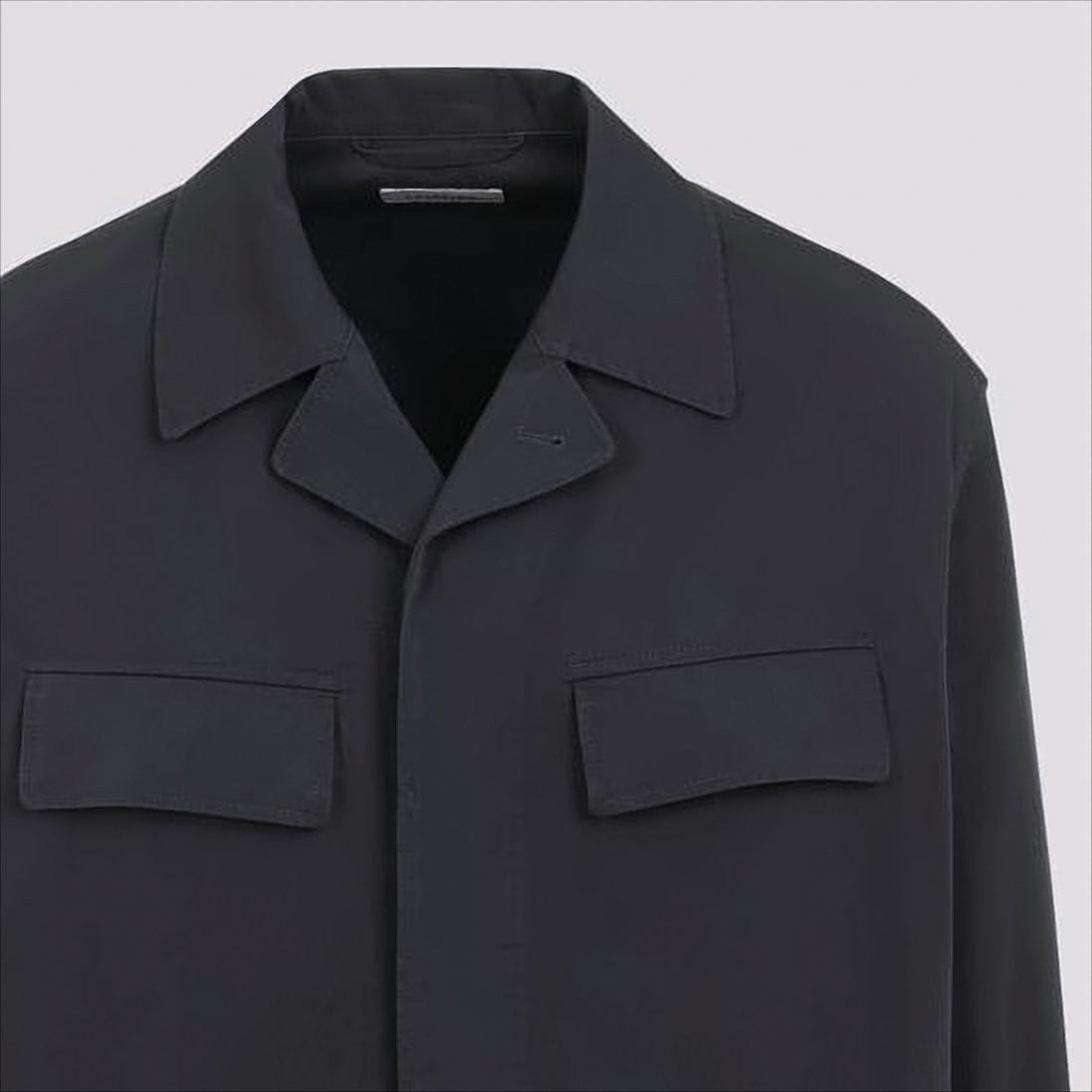 Lemaire Structured Black Cotton Jacket With Classic Collar