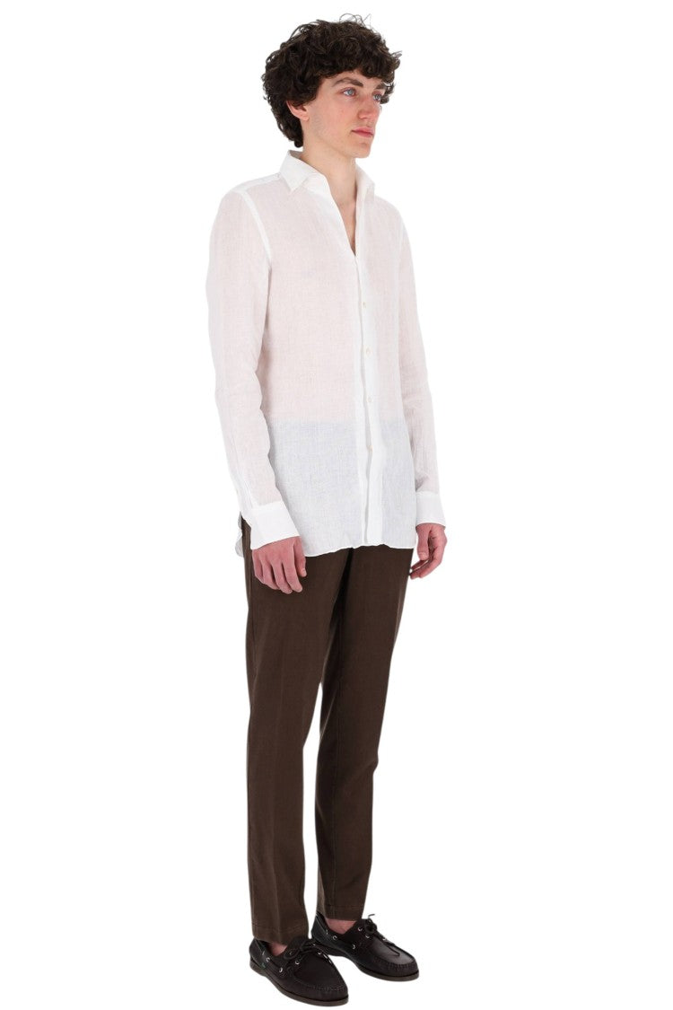 Finamore Gaeta Ustica Collar Linen Casual Shirt