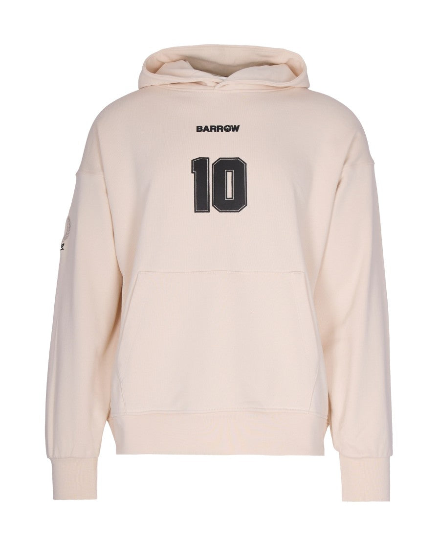 Barrow Oversized Cream Hoodie With Graphic Print