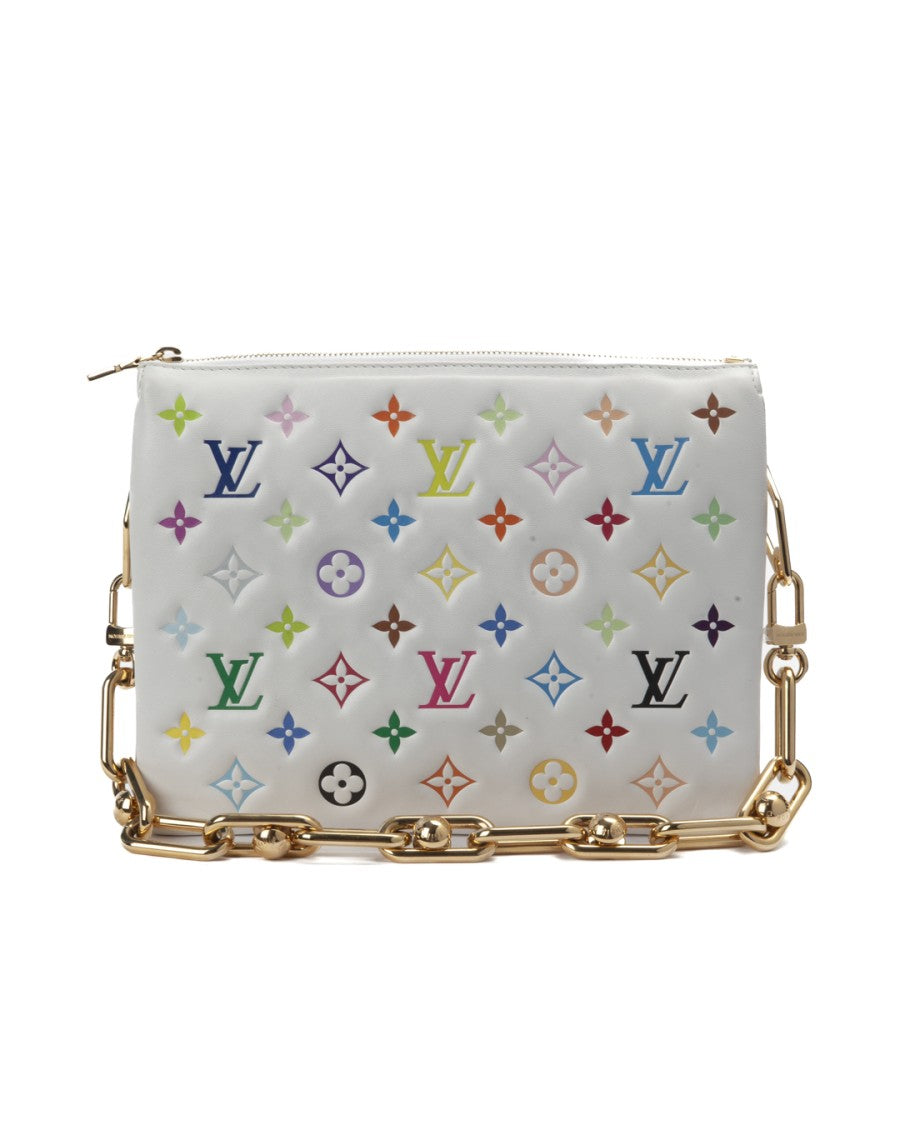 Louis Vuitton White Monogram Multicolor Coussin Pm Leather Shoulder Bag
