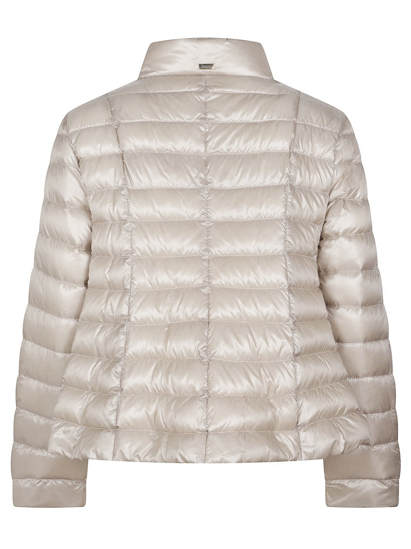 Herno Beige High Collar Nylon Down Jacket