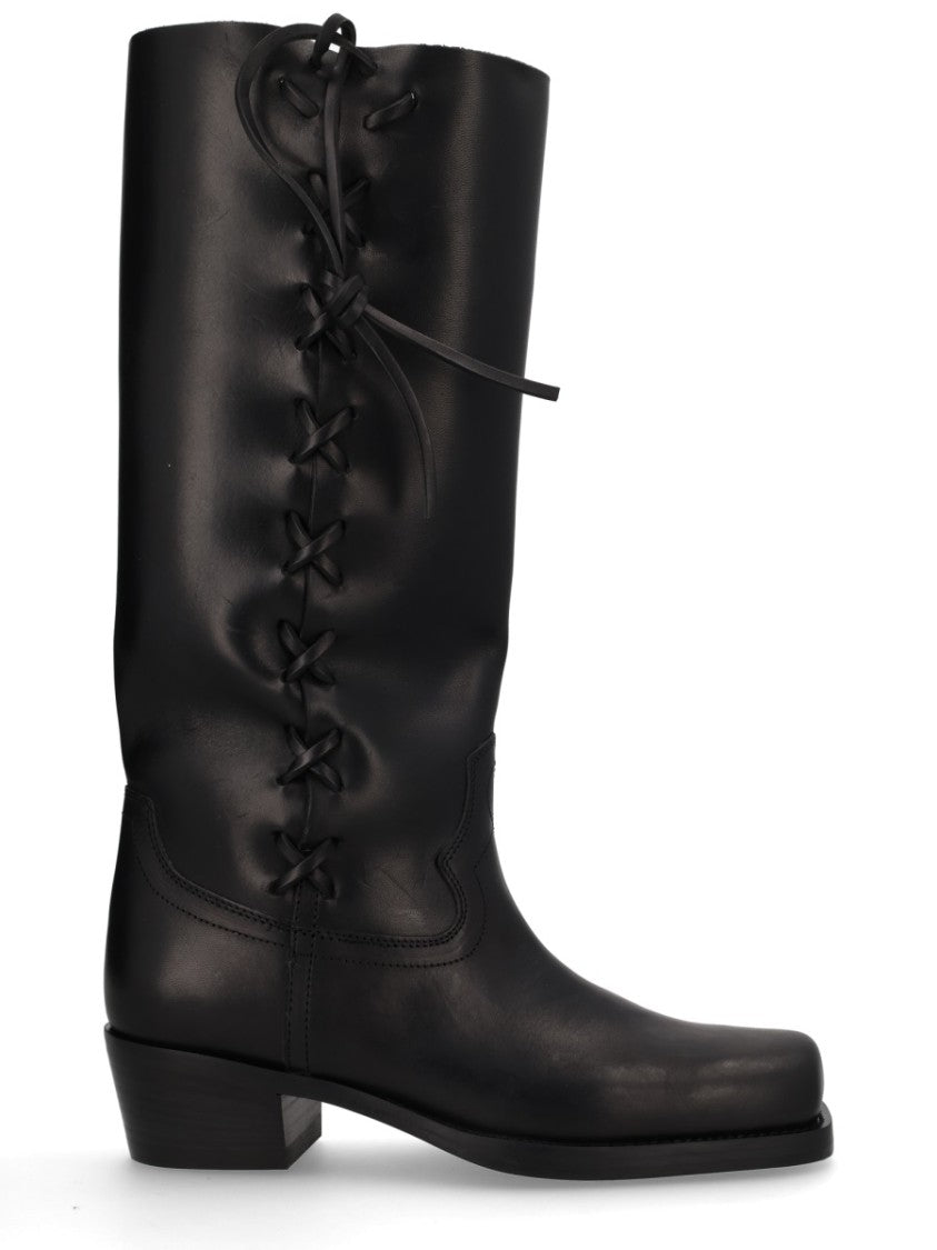 Paris Texas Neutrals Roxanne Outer Lace-Up Leather Boots