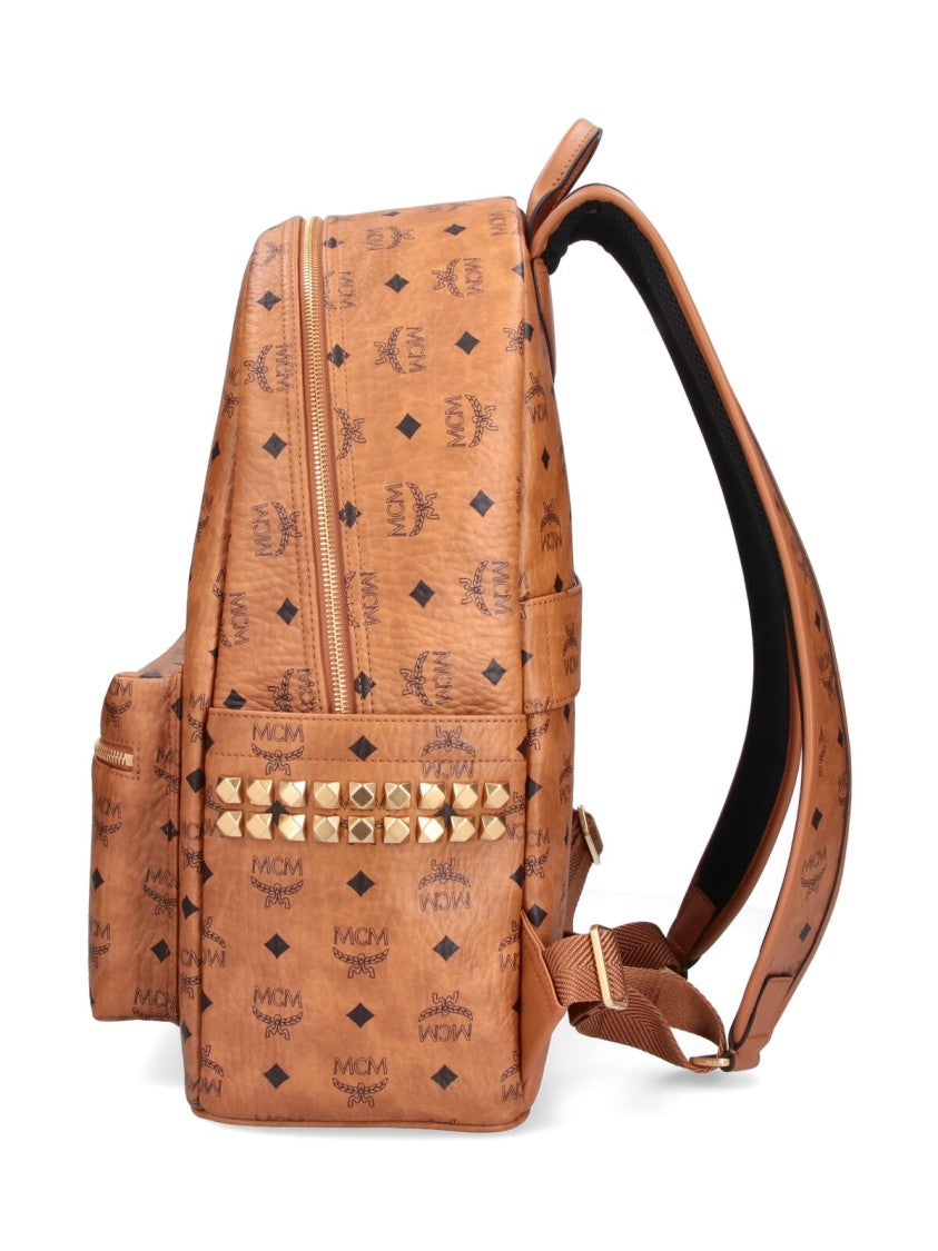 Mcm Brown Stark Visetos Fabric Backpack