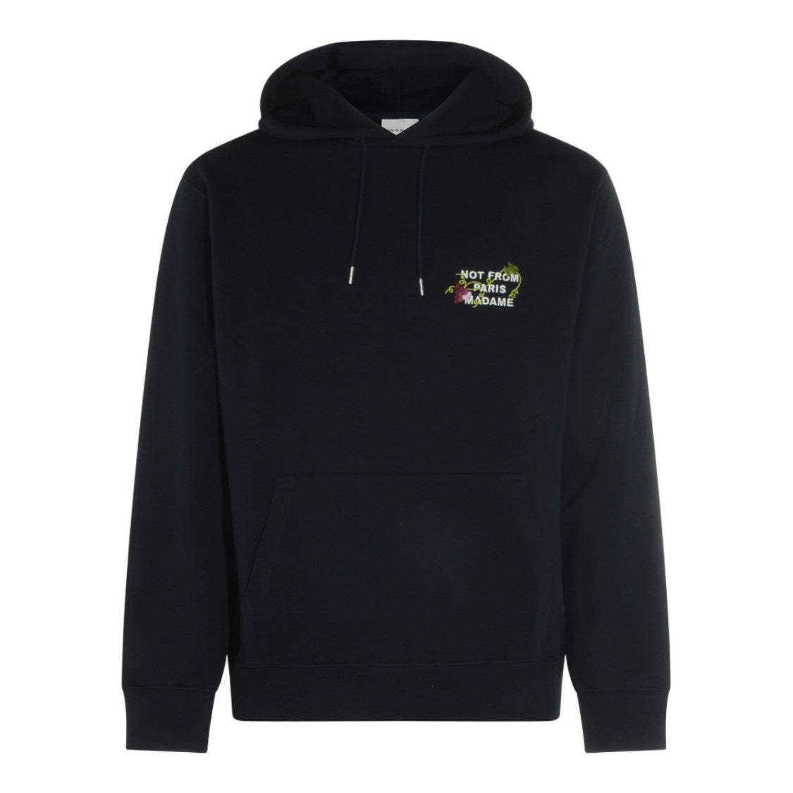 Drôle De Monsieur Embroidered Hoodie With Kangaroo Pocket And Grapevine Motifs