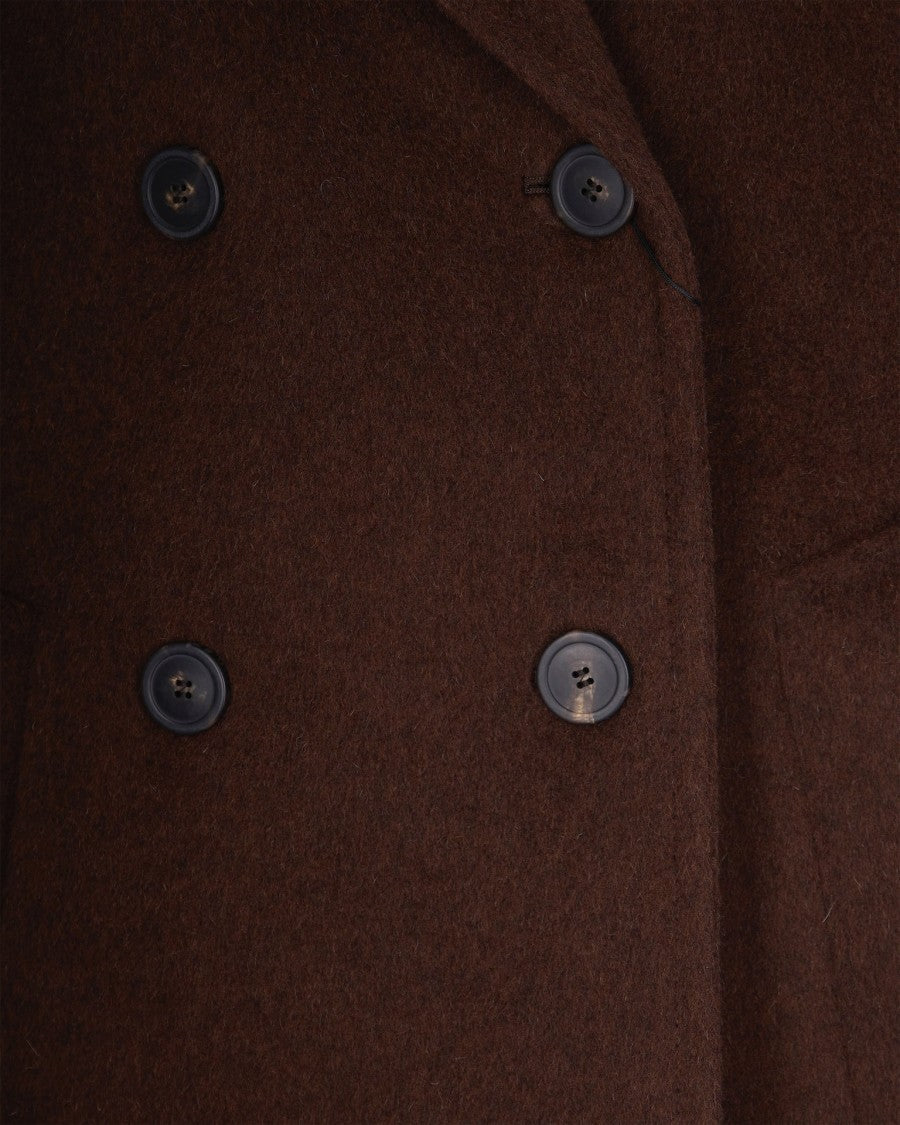 Max Mara Double-Breasted Chocolate Coat With Tailored Details