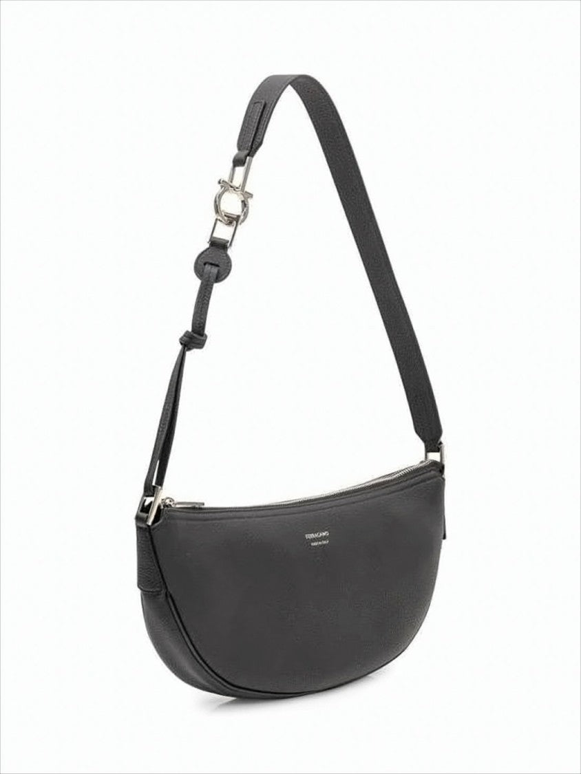 Salvatore Ferragamo Contemporary Crescent Shoulder Bag In Smooth Calf Leather