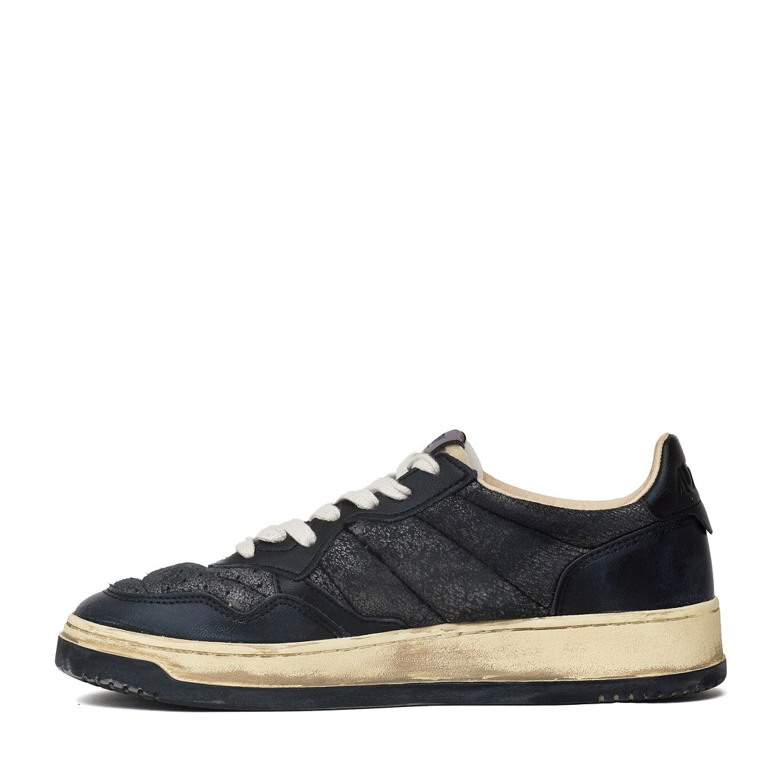 Autry Super Vintage Low Padded Crackled Leather Sneakers