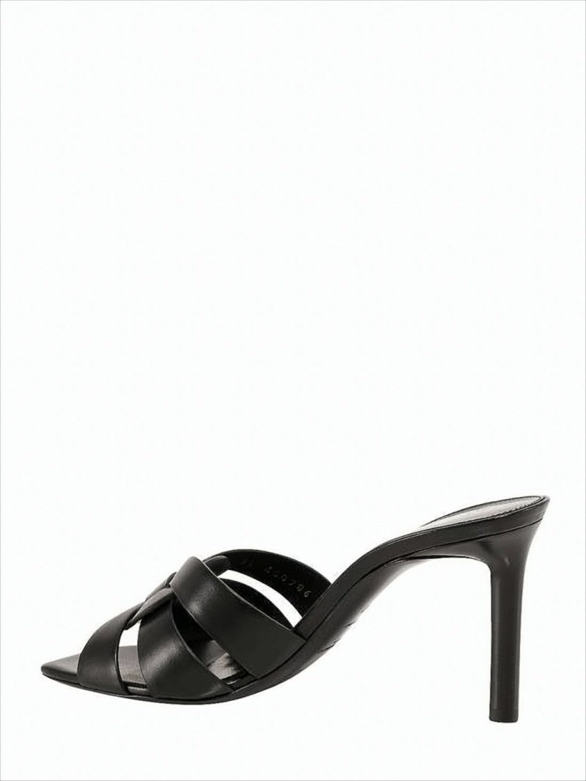 Saint Laurent Mid-Height Stiletto Mule Sandals With Intertwined Leather Straps
