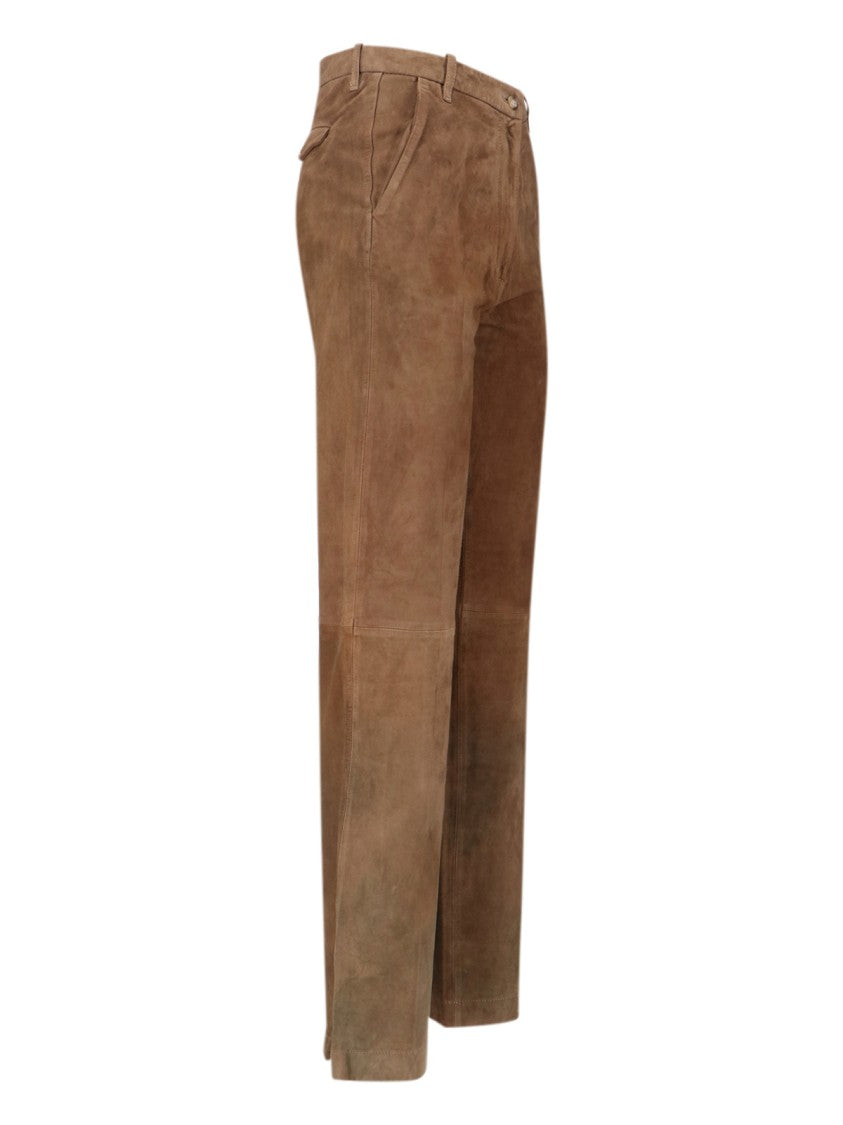 Novelle Tailored Brown Trousers With Straight Leg Silhouette