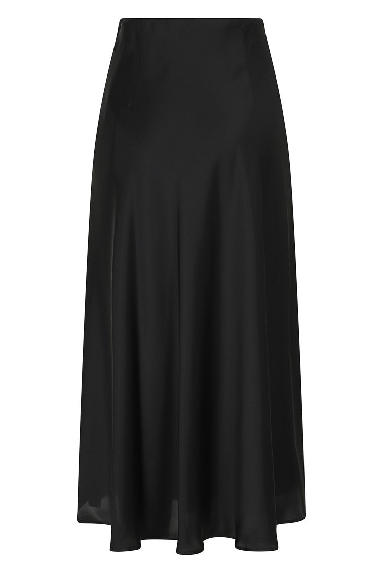 Herno Black Resort Satin Elastic Waistband Polyester Midi Skirt